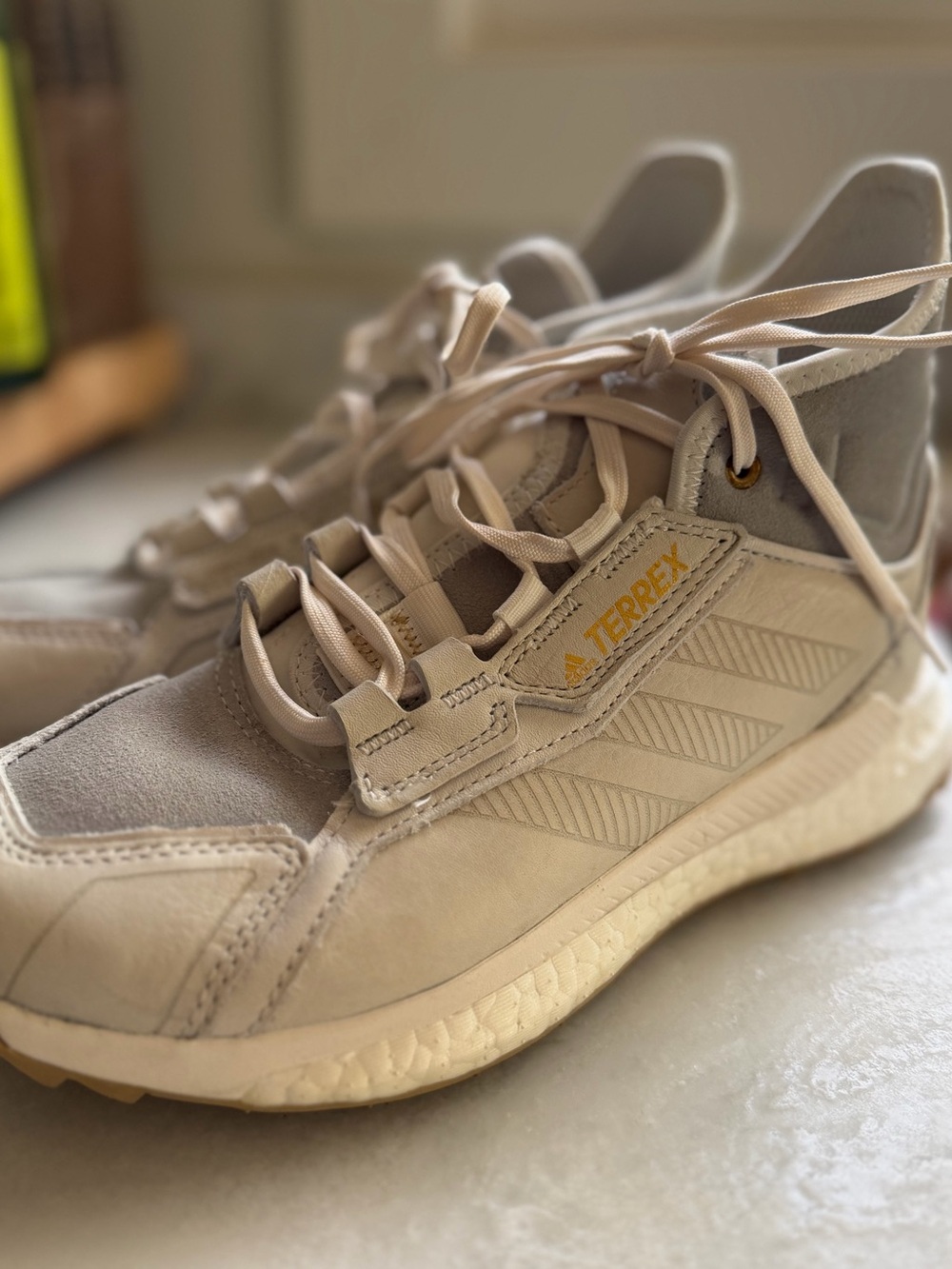 Adidas Terrex Free Hyperblue Mid Boost Hiking Shoes Cream Womens 6 - Picture 4 of 7